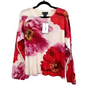 C By Bloomingdales Cashmere Floral Sweater Two Ply Medium New
